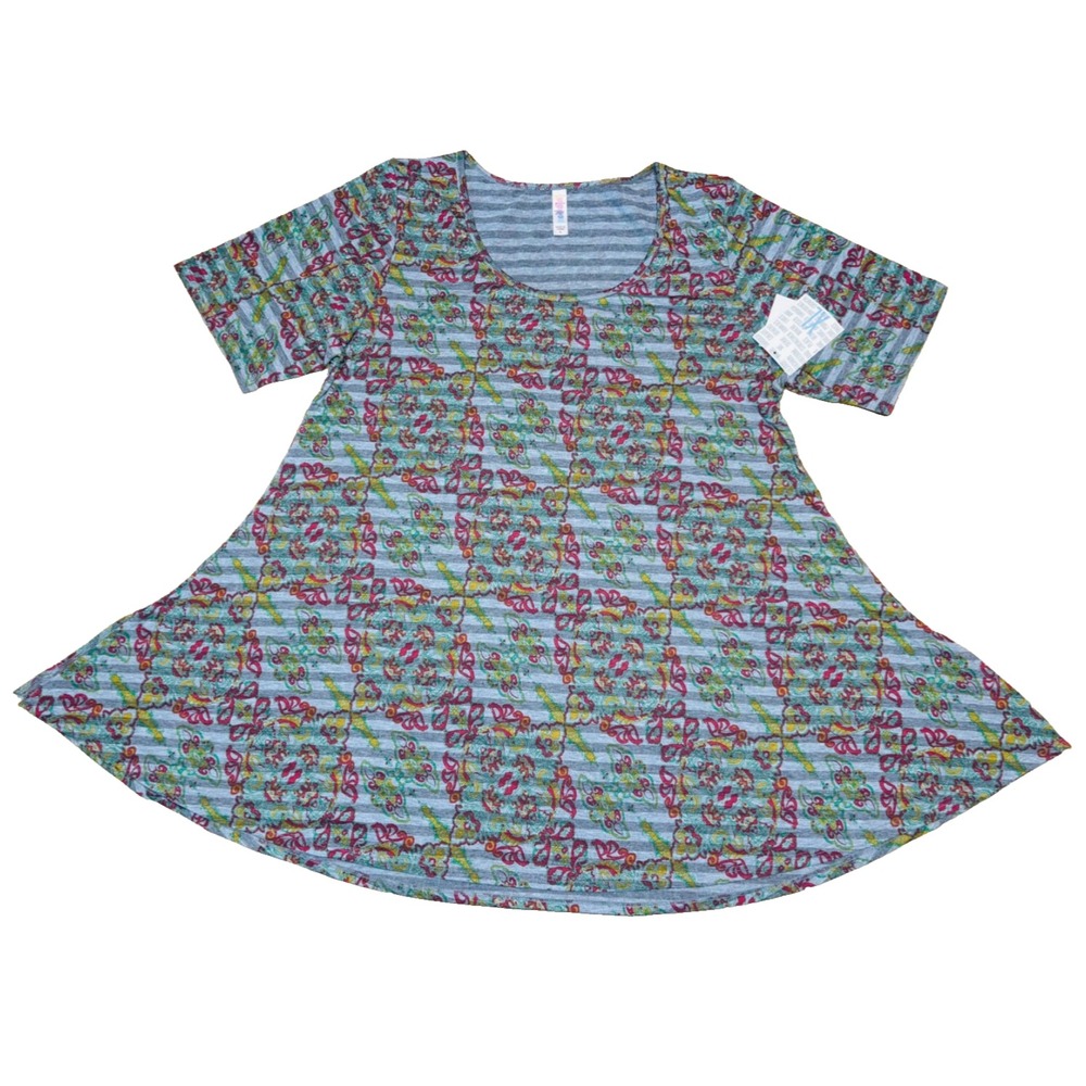 LuLaRoe Womens Top Size XL Perfect T Tee Tunic Green Red Stripes‎ Paisley NWT